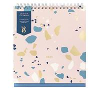 Busy B - Calendrier de bureau - Janvier à Décembre 2024 - Bleu - Planificateur de bureau avec pochettes et support intégré. Parfait pour l'organisation au travail et sur votre bureau