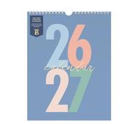 Busy B Calendrier mural août 2026/2027, planificateur académique quotidien avec vue mensuelle, tâches, notes, autocollants, pochette de rangement, 29,5×22 cm, Graphique multicolore.