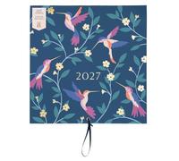 Busy B - Calendrier mural familial 2027 - Oiseaux bleu marine - 5 colonnes | Le grand calendrier mural familial comporte 5 colonnes et des pochettes de rangement très pratiques.