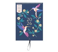 Busy B - Calendrier mural pour couples 2026 - Calendrier mural fin avec double emploi du temps, pochettes mensuelles et autocollants - Oiseaux