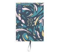 Busy B - Calendrier mural pour couples 2027 - Marbre Charbon - Slim Double | Le calendrier mural pour couples se distingue par son design fin, avec deux emplois du temps et des pochettes mensuelles.