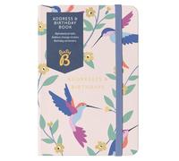 Busy B Carnet d'adresses et d'anniversaire - Couverture motif oiseaux avec onglets alphabétiques, autocollants de changement d'adresse, rappels d'anniversaire, poche pratique et bande de fermeture