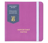 Busy B Carnet d'anniversaire - Couverture rose - Design petit et compact, rappels d'anniversaire, commandé par mois pour une référence facile, espace pour plusieurs anniversaires par date et bande de