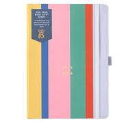 Busy B Diary - A5 Mid-Year Academic Journal - Busy Life Weekly Journal - Août '25 - Août '26 - Stripe - Planificateur de vie avec deux horaires, calendrier annuel, boucle de stylo et poches