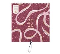 Busy B - Grand calendrier mural familial 2026 - Calendrier mensuel pour familles actives avec 5 colonnes et pochettes de rangement avec des autocollants à code couleur pour - 23.5 x 25.5cm - Bordeaux