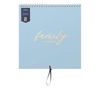 Busy B - Grand calendrier mural familial 2026 - Calendrier mensuel pour familles actives avec 5 colonnes et pochettes de rangement avec des autocollants à code couleur pour - 23.5 x 25.5cm - Bleu