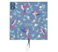 Busy B - Grand calendrier mural familial 2026 - Calendrier mensuel pour familles actives avec 5 colonnes et pochettes de rangement avec des autocollants à code couleur - 30.5 x 30.5cm - Oiseaux