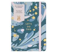 Busy B - Planificateur non daté - Marbre Vert Sapin - Agenda non daté avec fermeture élastique et ruban marque-page