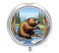 Busy Beaver Boîte à pilules ronde à 3 compartiments pour voyage, médicaments et vitamines