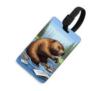 Busy Beaver Étiquette de bagage en cuir étanche avec nom et carte d'identité pour valise, accessoires de voyage pour adultes, femmes et hommes