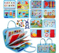 Busy Board 10-in-1 Montessori-Spielzeug für 1-4 Jahre-Filz Activity Board,Motorik- und Sensorik-Lernspielzeug,Reise-Spielzeug für Auto und Flugzeug,Kinder (Blue)