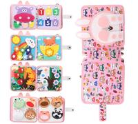 Busy Board à partir de 1, 2, 3 ans Quiet Book Montessori Jouet éducatif précoce Quiet Book pour enfants Busy Books pour cadeau fille garçon rose