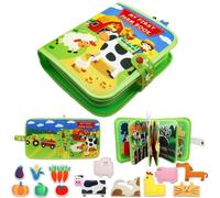 Busy Board à partir de 1 an- Livre d'occupations pour Tout-Petits- Livre d'activités en Feutre DIY- Livre d'images en Tissu- Jouet éducatif préscolaire Livre d'occupations avec compétences de (Green)