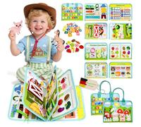 Busy Board allemand, jouet Montessori à partir de 1 an, jouet à partir de 1 an, Quiet Book avec thème de la ferme, jeux de voyage pour enfants à partir de 3, jouet sensoriel, cadeau jouet à partir de