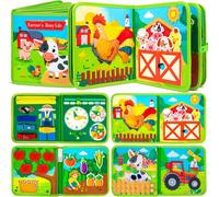 Busy Board Book Jouet Montessori pour Enfant 1 2 3 Ans-Planche d'activités de la Farm Cadeau d'anniversaire Jouets pour Garçons et Filles de 1 an-Bébé Jouets de Voyage Avion Voiture