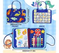 Busy Board,English Montessori Toy,8 in 1 Activity and Development Toys,1 2 3 4 Years Toddler Quiet Book,Felt Book Boys and Girls Gift Selection,Travel Companion Blue (Blue)