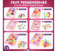 Busy Board French-Educational & Sensory Toy for Children-9-in-1 Learning Board Based on the Montessori Method-2 3 4 5 Years-Learning Game-Christmas Gift Idea for Children