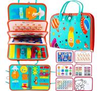 Busy Board Jeux Montessori Jouet Enfant 3 Ans, Educatif Sensoriel Jouets pour Les Tout-Petits, Espace Vaisseau Fusée Univers Voyage Activités Jeu Les Enfants de 2-6 Ans, Cadeau pour Garcon Fille