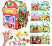 Busy Board Montessori 15 in 1,Baby Toy 1,2,3 Years Old with Farm Animals,Educational Sensory Quiet Book,Activity Book Fine Motor Skills,Gift for Children 0-3 Years (A)