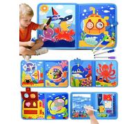 Busy Board Montessori Bébé 1-4 Ans, Livre Sensoriel 6 Couches, Océan | Couverture résistante aux éclaboussures, idéale pour jouer partout