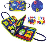 Busy Board Montessori Board Educational Games Child Toy Montessori Board Christmas Gift Learning Buckles Zipper Laces and Ties for Boys Girls Baby 1 2 3 Years (Dinosaur)