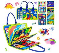 Busy Board Montessori en Feutre, Busy Board Jeux Montessori Jouet Enfant 1-4 Ans, Développement Motricité Fine & Éducation Préscolaire, Cadeau Jouet Garcon Fille Anniversaire (Aventure de Dinosaures)