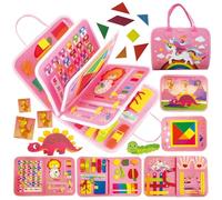 Busy Board Montessori,Jouet Enfant 2 Ans,Jeu Educatif 2 Ans,Livre Montessori 0-3 Ans Enfants,Tableau Sensoriel d'Activités Jeux Educatif,Planche Activités Apprendre Motricité Fine,Cadeau Filles