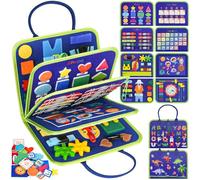 Busy Board Montessori Jouet - Planche d'activité de motricité et de capteur pour tout-petits - Jouet de voyage pour voiture/avion Quiet Book - Cadeau pour garçons et filles (bleu)