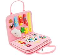 Busy Board Montessori Jouet Quiet Book, tableau d'activité sensorielle, 23 x 28 x 3 cm, livre d'activité sur le thème des dinosaures, matériau en feutre doux, jouet cadeau pour garçons et filles (rose