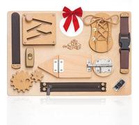 Busy Board Montessori - Panneau d'Activités Enfants - Jouets Sensoriels en Bois pour Enfant 1 2 3 Ans - Jeu de Voyage Éducatif pour Développer Ses Compétences Motrices Fines - Bébé Garçon et Fille