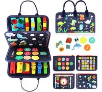 Busy Board Montessori Toy for 1 2 3 4 Year Old Baby Activity and Development Toys for Kids,Travel Toy for Airplane and Car,Gift for Boys and Girls (Blue/P4)