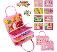 Busy Board Montessori Toy for 1-4 Years Old Sensory Toys Gifts for Girls to Learn Fine Motor Skills Educational Activities Travel Toy for Car and Airplane