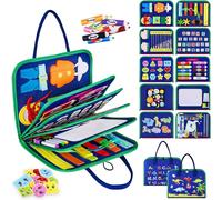 Busy Board Montessori Toy for Children 1 2 3 4 Years Old 10 in 1 Montessori Games Educational Activity and Development Toys,Travel Toys for Children,Gift for Boy Girl,Blue