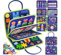 Busy Board Montessori Toy-Motor Skills Activity Board and Sensor for Toddlers-Travel Toy for Car/Airplane Quiet Book-Gift for Boys and Girls (Blue)