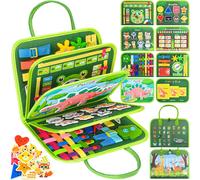 Busy Board Montessori Toys,Busy Books for Toddlers,Sensory Board Quiet Educational Activity Book for Toddlers,Toddler Travel Toys for Plane Car,Gifts for Boys Girls (Green)