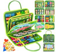 Busy Board Montessori Toys - Livres occupés pour tout-petits, livre d'activités éducatif silencieux pour tout-petits, jouets de voyage pour tout-petits en avion, cadeaux pour garçons et filles (vert)