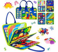 Busy Felt Montessori Board,Busy Board Montessori Games Toy for Children 1-4 Years,Fine Motor Skills Development & Preschool Education,Gift Toy Boy Girl Birthday (Dino Adventure)