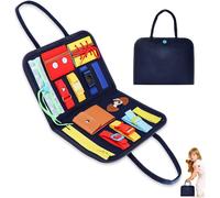 Busy Montessori Board for Children,Portable Montessori Activities Board 2 3 4 5 Years Old Educational Toys Travel Montessori Toys Montessori Board Toy with Button Zipper