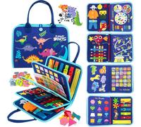 Busy Montessori Games 1 2 3 Year Old Book Toy Montessori Engine Development Toy Ideal Gift for Children Boys and Girls (Blue)