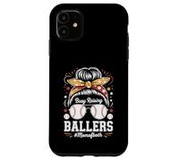 Busy Raising Ballers Mom of Both Baseball Softball Messy Bun Coque pour iPhone 11