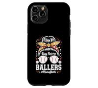 Busy Raising Ballers Mom of Both Baseball Softball Messy Bun Coque pour iPhone 11 Pro
