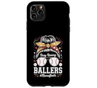 Busy Raising Ballers Mom of Both Baseball Softball Messy Bun Coque pour iPhone 11 Pro Max