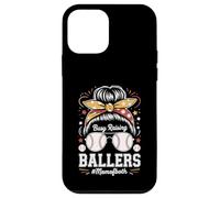 Busy Raising Ballers Mom of Both Baseball Softball Messy Bun Coque pour iPhone 12 Mini