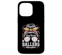 Busy Raising Ballers Mom of Both Baseball Softball Messy Bun Coque pour iPhone 14 Pro Max