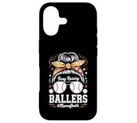 Busy Raising Ballers Mom of Both Baseball Softball Messy Bun Coque pour iPhone 17