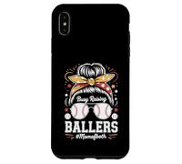 Busy Raising Ballers Mom of Both Baseball Softball Messy Bun Coque pour iPhone XS Max
