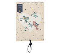 BusyB - Calendrier Couples - Janvier à Décembre 2023 - Motif oiseaux - Planificateur annuel fin pour deux avec colonnes, pochettes mensuelles et autocollants 5244AMZ Rose
