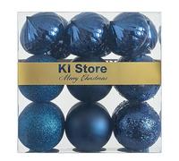 Busybee Boules De Noël Incassable Décorations D'arbres De Noël pour Noël Décor De Mariage De Noel Ornements Crochets Inclus (Bleu, 80mm)