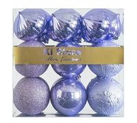 Busybee Boules De Noël Incassable Décorations D'arbres De Noël pour Noël Décor De Mariage De Noel Ornements Crochets Inclus (Violet Lavande, 80mm)