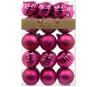 Busybee Boules De Noël Incassable Décorations D'arbres De Noël pour Noël Décor De Mariage De Noel Ornements Crochets Inclus (Rose Vif, 60mm)